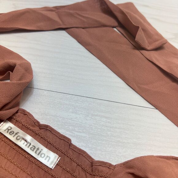 Reformation Twilight in Praline Side Slit Georgette Midi Tank Dress 4 - Picture 8 of 10